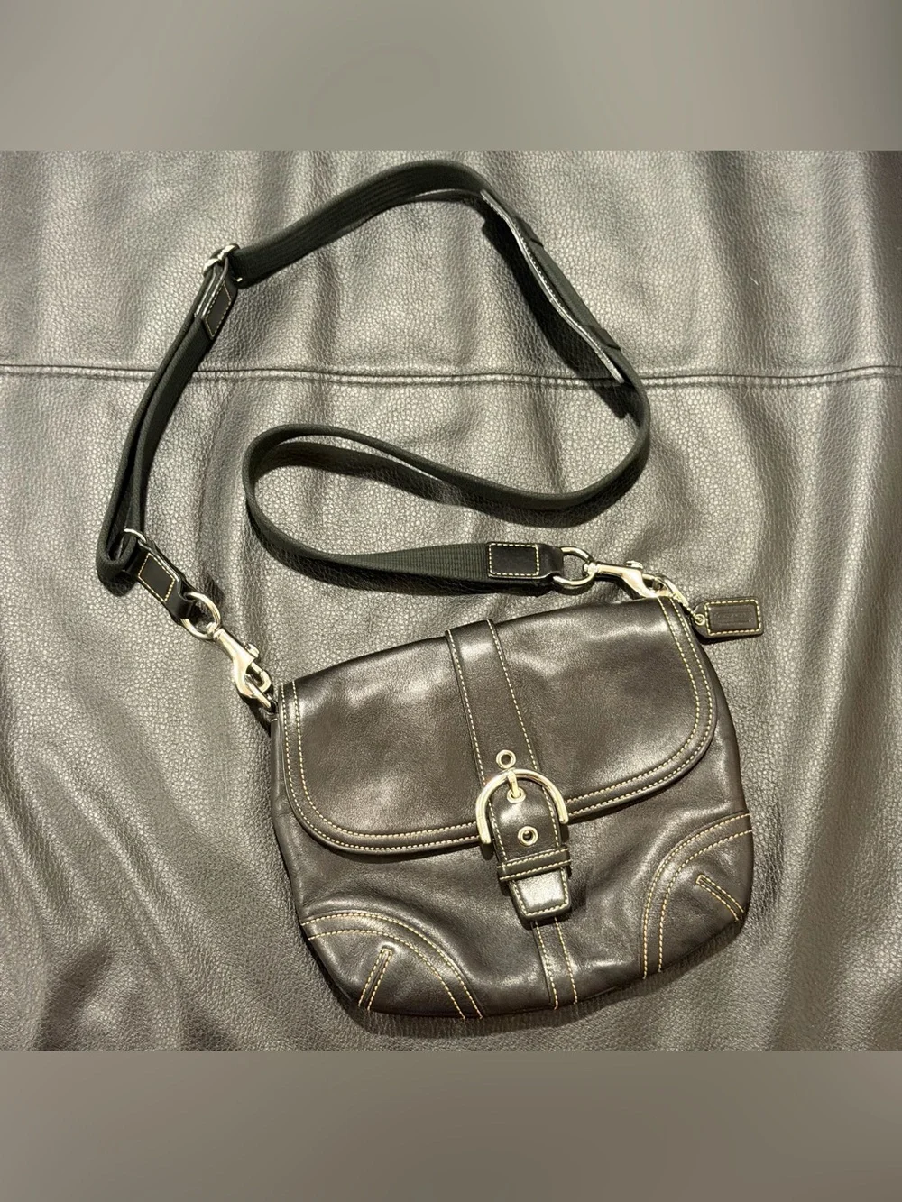 Vintage Coach Soho Black Leather Crossbody With Front Flap Y2K